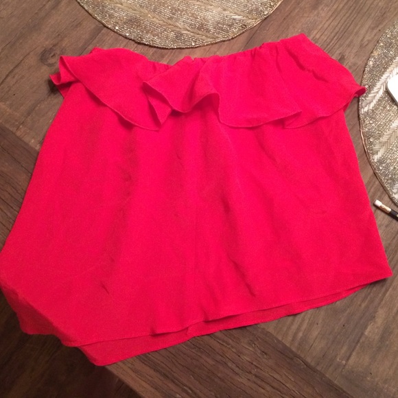 Red strapless Silk Top