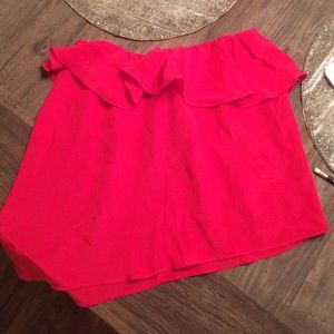Red strapless Silk Top