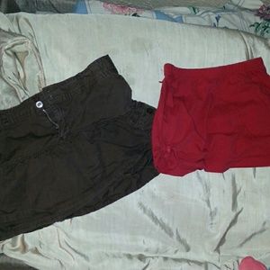 Girls 2 skirts bundle brown and red