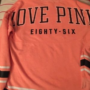 Orange Victoria Secret Pink varsity crew
