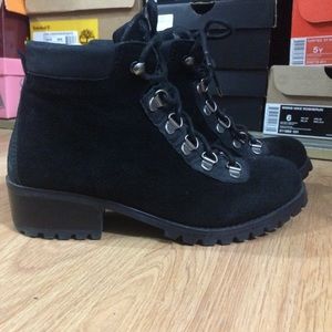 Black sude timbs booties by dolce vita