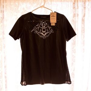 Zara Faux Leather Cutwork Shirt- NWT