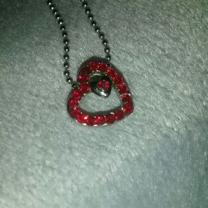 double red heart necklace