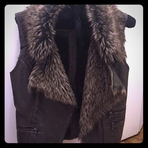 Faux Fur and Leather Vest