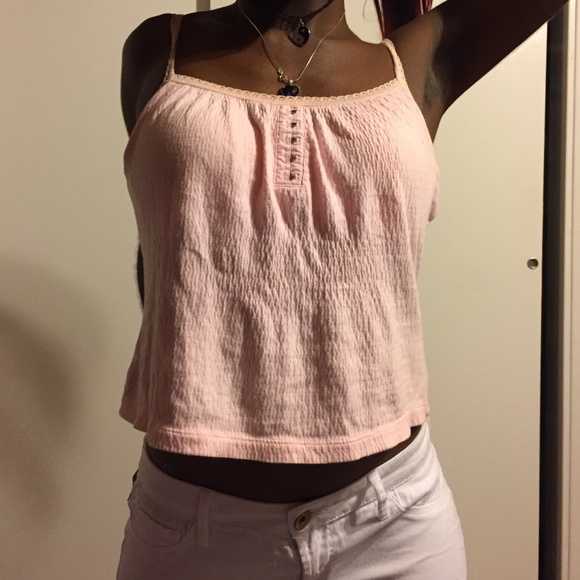 Pink corset style spaghetti straps.