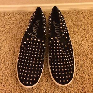 Sam Edelman black studded slip on sneakers