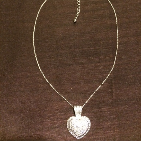 💝Silver heart diamonds pendant .💝sold
