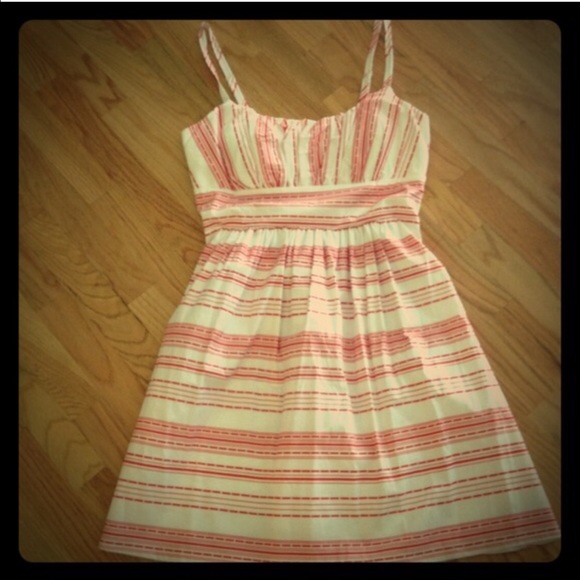Red and white striped sundress