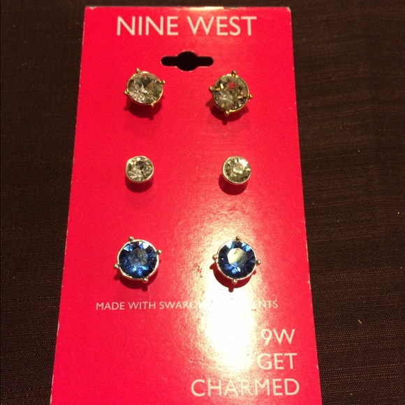 3 pairs of earrings Nine West Swarovski .sold