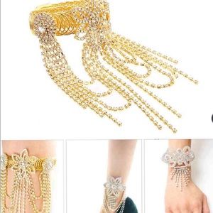 Gold or Sliver Crystal Encrusted 3 in 1 Arm Cuff