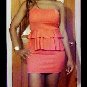 Coral Peplum Dress
