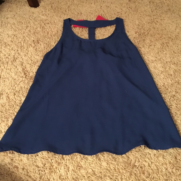 Royal Blue w/Hot Pink Bow Racerback Tank