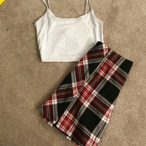 High waisted plaid mini skirt