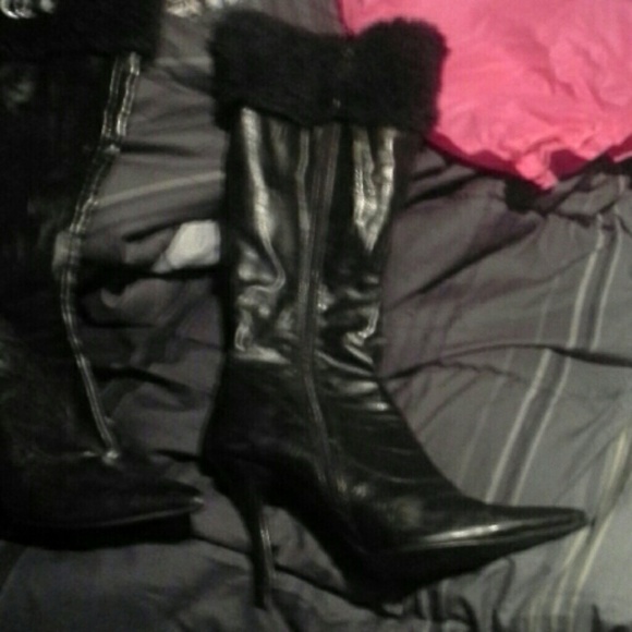 Faux leather knee-length high boots - Picture 2 of 4