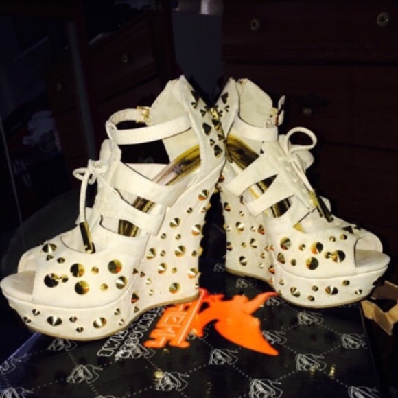 Gold studded wedges
