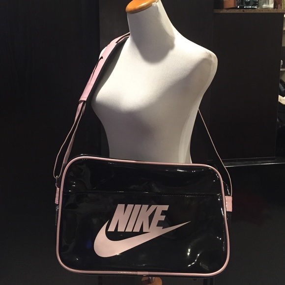 Pink and black nike gym bag