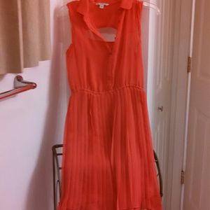 Neon Coral Button Up Dress