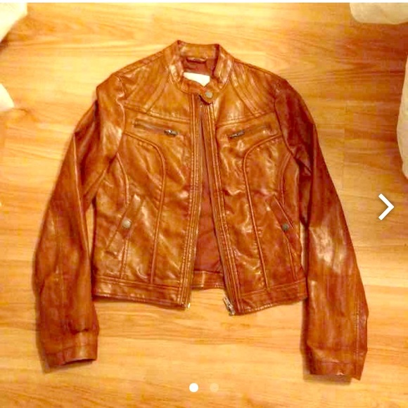 Xhilaration Brown Pleather Bikers Jacket