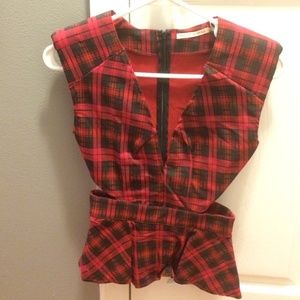 Plaid Peplum Top