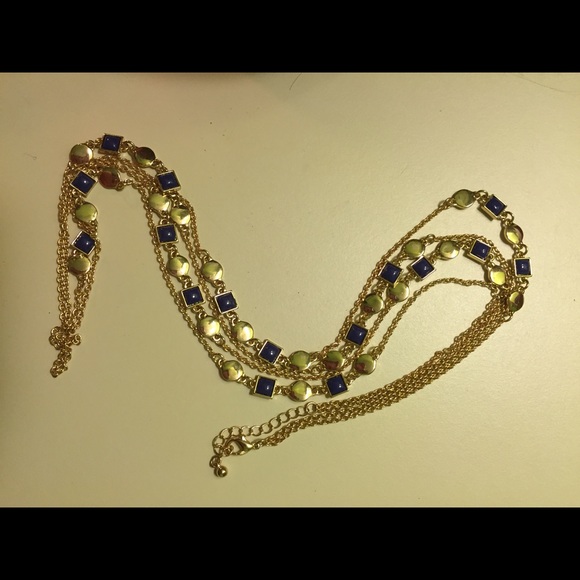 long gold and blue necklace - Picture 1 of 2