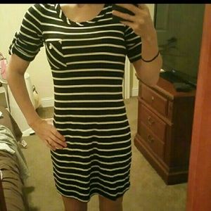Black/white striped dress