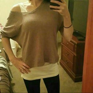 Brown on/off shoulder top