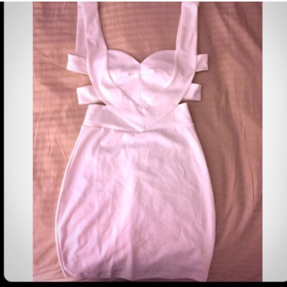 LULU'S Dance Remix Ivory Cutout Dress