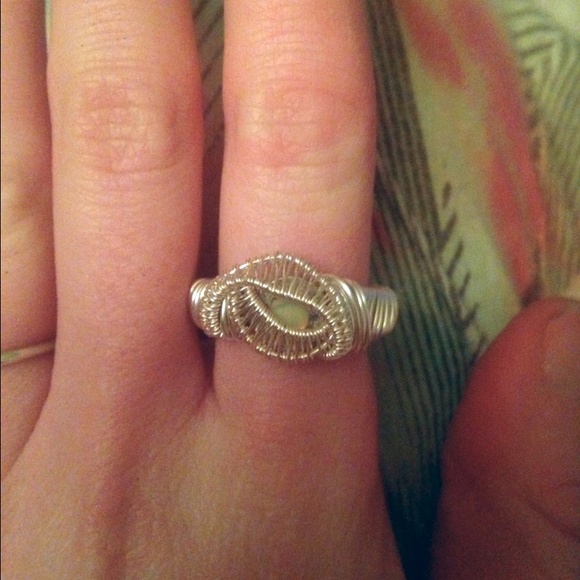 🅿️🅿️ price Fire Opal ring silver wire wrap