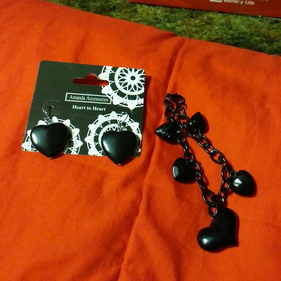 Heart bracelet and earrings