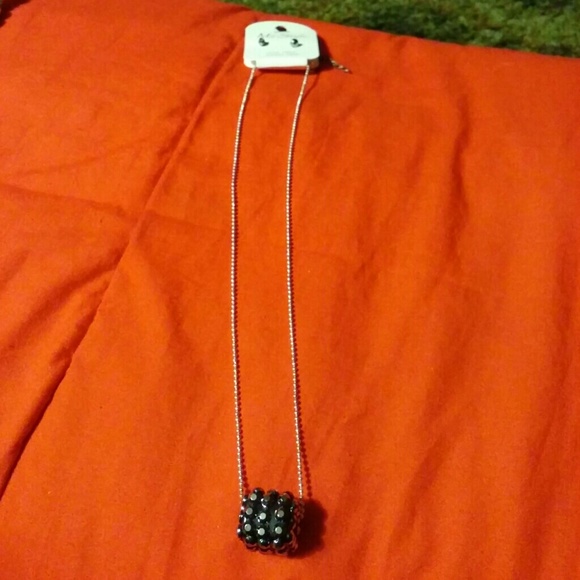 Dice necklace with small earrings
