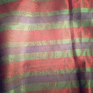 100% silk scarf in blue green and red stripes