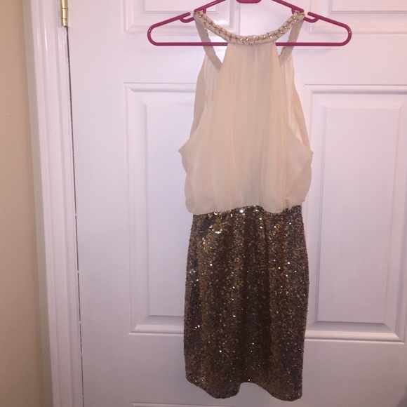 White & Gold Windsor Dress size small - Picture 3 of 4