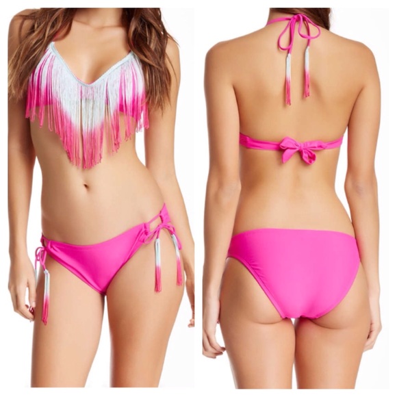 The Bikini Lab Other - ❌SIB❌The Bikini Lab Dark Pink Fringe Bralette NWT