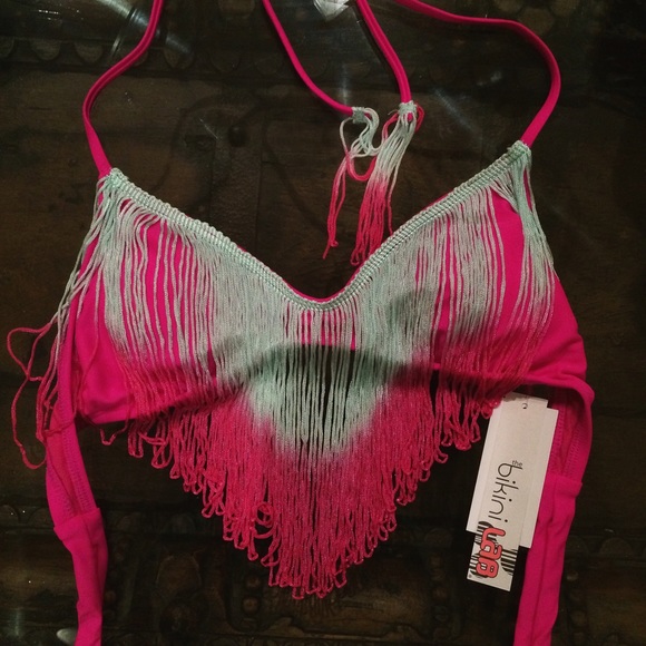 ❌SIB❌The Bikini Lab Dark Pink Fringe Bralette NWT - Picture 2 of 4