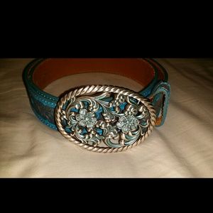Turquoise Leather Belt medium
