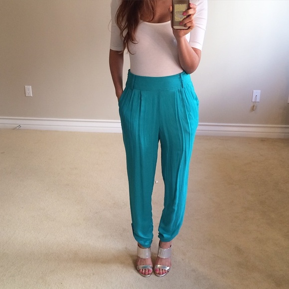 • SOLD • High Waist Aqua Trousers M - Picture 4 of 4