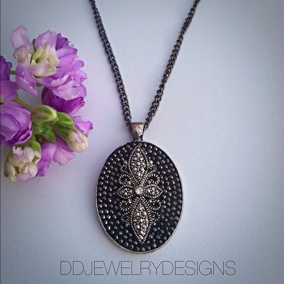 Handcrafted necklace . Pave finished