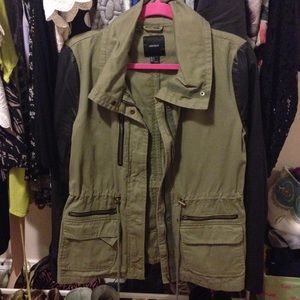 Military inspired jacket and denim with bag bundle