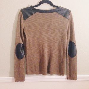 Sweater w/ Faux Leather Details