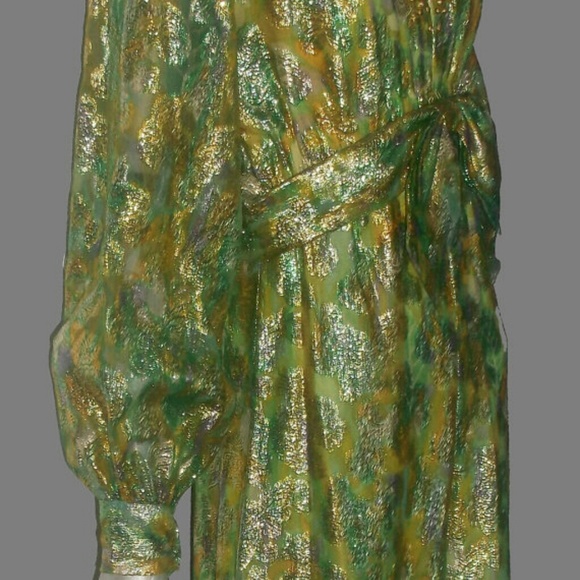 SOLD VTG Dan Lee Metallic Beads Brocade Jumpsuit - Picture 3 of 4