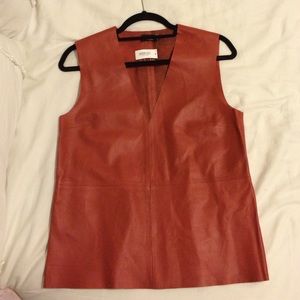 Kate Spade Saturday orange leather v-neck