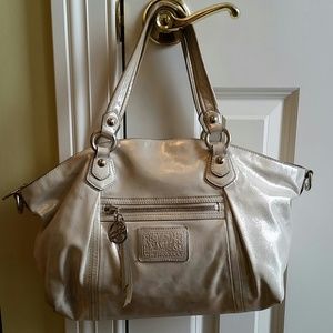 Authentic silver coach poppy purse