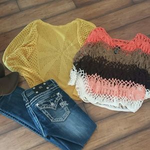 2 tops cute crochet layering tops. One size ( s/m)