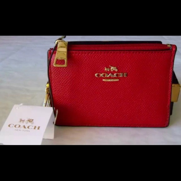 NWT COACH MINI SKINNY EMBOSSED LEATHER KEY RING