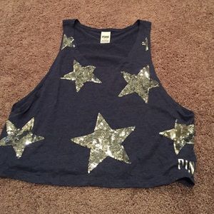 Navy blue top with sequins