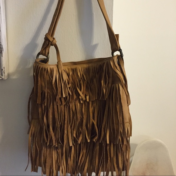 Fringe genuine leather purse