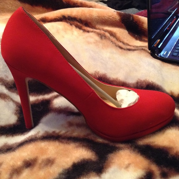 Red suede heels