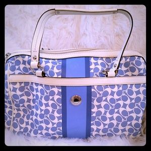 Coach Chelsea blue and white tote bag