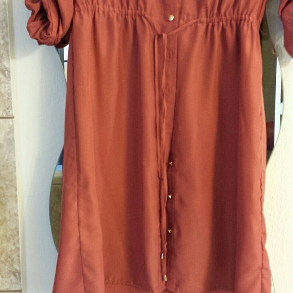 💜💜Burnt Orange Shirtdress - Picture 3 of 3