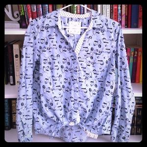 Style&Co Retro Moped-Print Button Down Shirt